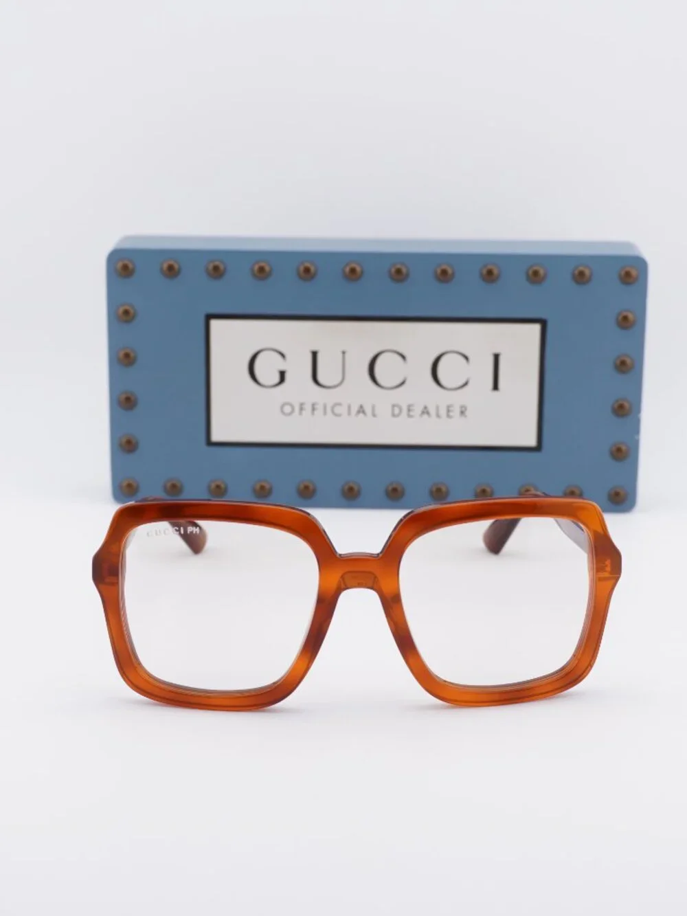 Gucci GG1318S 001 Square Sunglasses - Havana / Clear to Brown Photochromic
